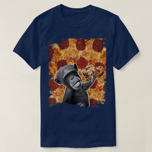 Camiseta Ape Apes Chimp Chimpanzee Comating Pizza Funny T-S (Diseño del anverso)
