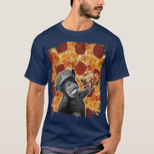 Camiseta Ape Apes Chimp Chimpanzee Comating Pizza Funny T-S