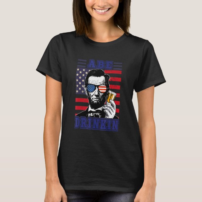 Camiseta Ape Drinkin 4 De Julio Abraham Lincoln Nos Patriot (Anverso)
