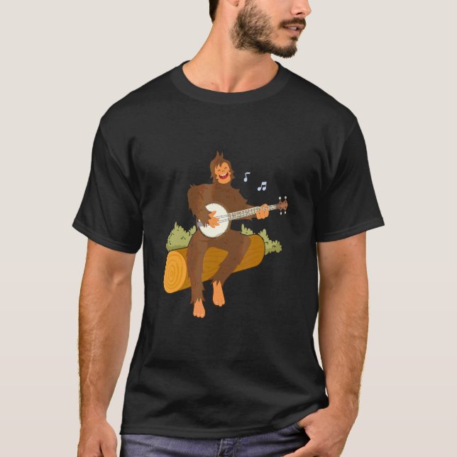 Camiseta Ape Monkey Jugando Banjos Instrumento de Cadenas M (Anverso)