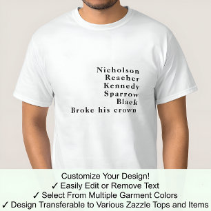 Camiseta Apellido Tendencia Nombre Famoso Jack Personalizad