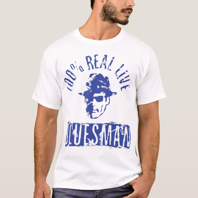 Camiseta apenada Bluesman vivo real (Anverso)