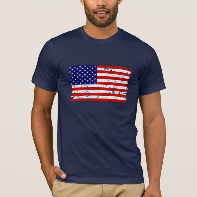 Camiseta apenada de la bandera americana (Anverso)