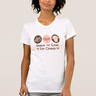 Camiseta apenada del helado del amor de la paz