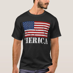 Camiseta apenada MERICA de la bandera de los