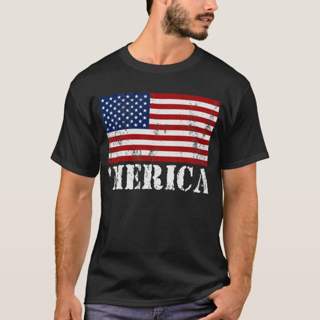 Camiseta apenada MERICA de la bandera de los (Anverso)