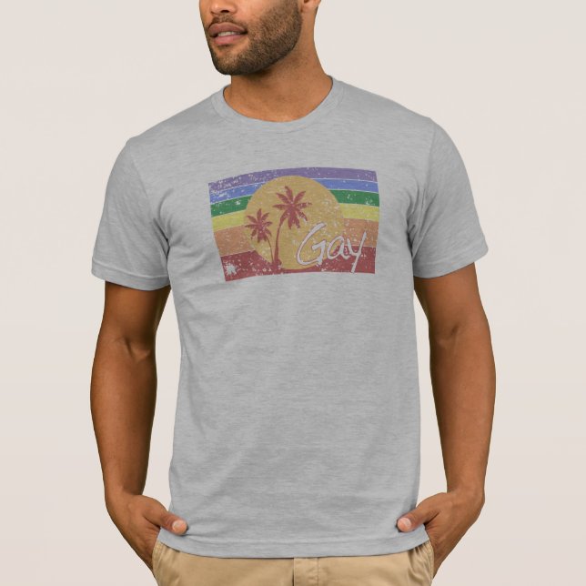 Camiseta apenada puesta del sol del arco iris del (Anverso)