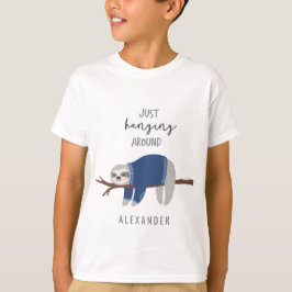 Camiseta Apenas colgando alrededor de azul de la pereza