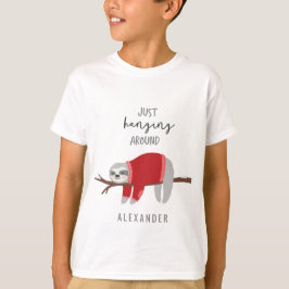 Camiseta Apenas colgando alrededor de rojo de la pereza