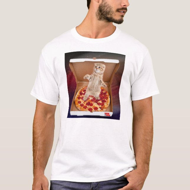 Camiseta Apenas gatito alrededor en la caja de la pizza (Anverso)