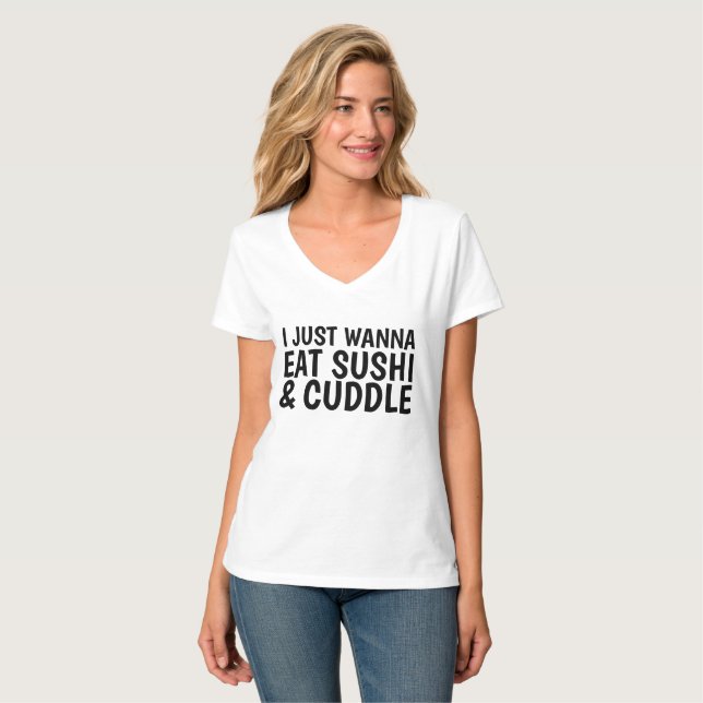 Camiseta APENAS QUIERO COMER el SUSHI y ABRAZAR las (Anverso completo)