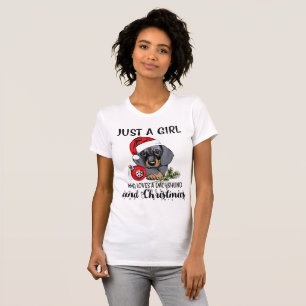 Camiseta Apenas un chica que ama un Dachshund y navidad