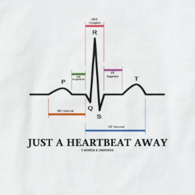 Camiseta Apenas un latido del corazón lejos (EKG/ECG) (Tee featuring normal sinus rhythm on electrocardiogram for anyone who is "Just A Heartbeat Away")