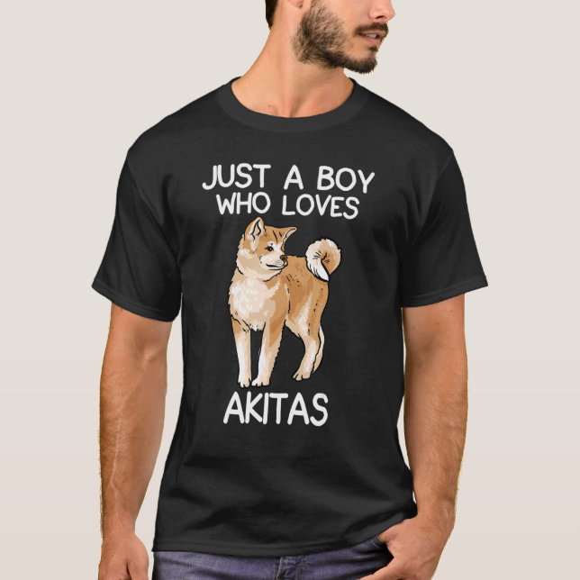 Camiseta Apenas Un Niño Que Ama A Akitas Cita Para Hombres  (Anverso)