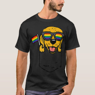 Camiseta Apertura de oro perro de bolsillo LGBTQ gay bander