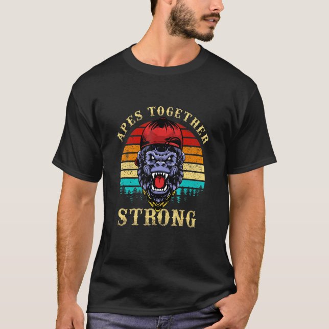 Camiseta Apes Strong Together Ape Retro Vintage Sunset (Anverso)