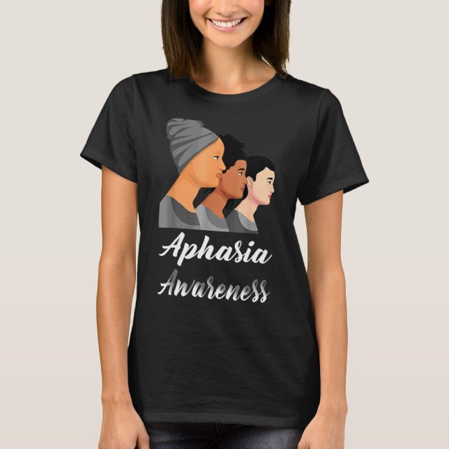 Camiseta Aphasia Awareness Women Gray Ribbon Support (Anverso)