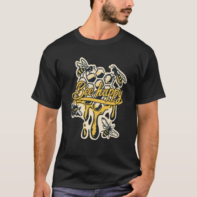 Camiseta Apiary nature beehive honeycomb insect bee happy b (Anverso)