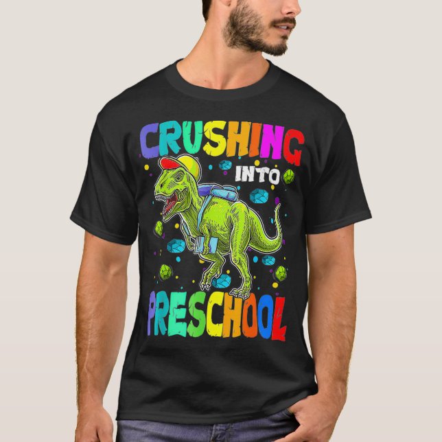 Camiseta Aplastamiento en dinosaurio preescolar TRe de vuel (Anverso)