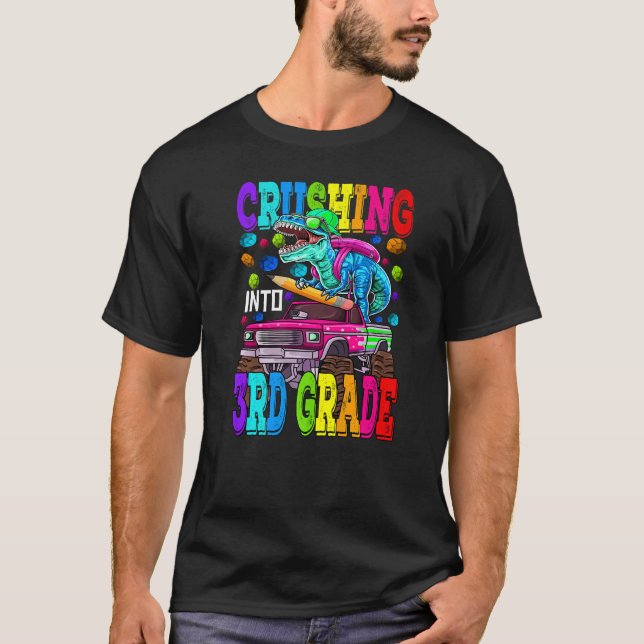 Camiseta Aplastamiento en Monstruo de 3er grado Rex Dinosau (Anverso)