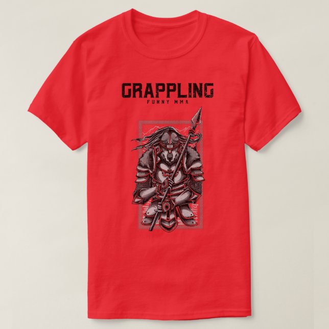 Camiseta Aplastando a Samurai Wolf, Spear, JiuJitsu, MMA, M (Diseño del anverso)