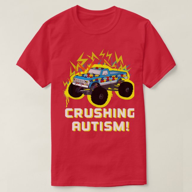 Camiseta Aplastando el autismo camionero de camionetas de c (Diseño del anverso)