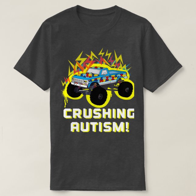 Camiseta Aplastando el autismo camionero de camionetas de c (Diseño del anverso)