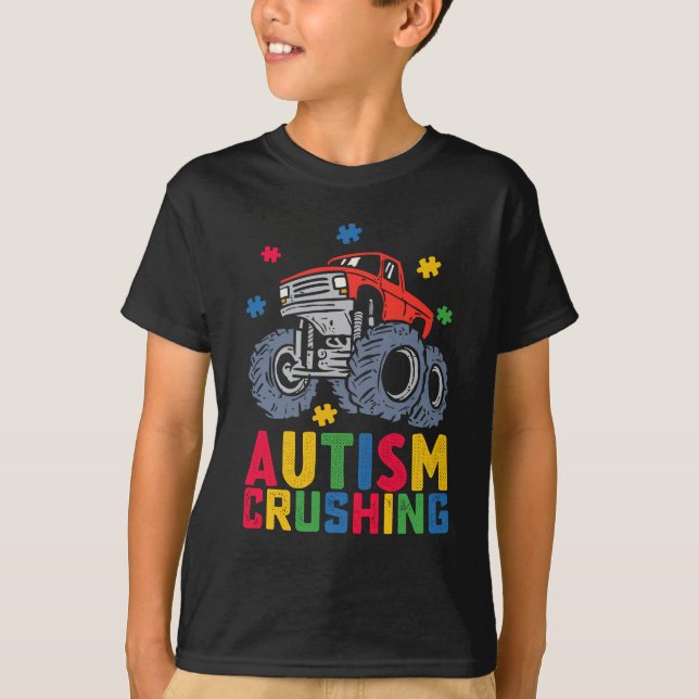 Camiseta Aplastante de autismo Monstruo Camión Concientizac (Anverso)