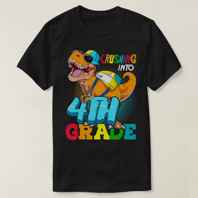 Camiseta Aplastar a los dinosaurios de cuarto grado de vuel (Diseño del anverso)