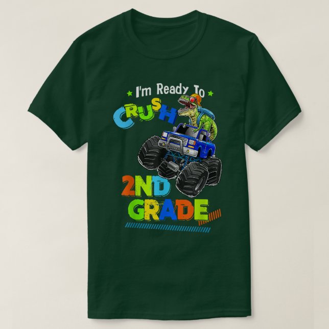 Camiseta Aplastar camión monstruo dinosaurio de 2do grado d (Diseño del anverso)