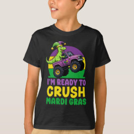 Camiseta Aplastar el Monstruo del Mardi Gras Dinosaurio par