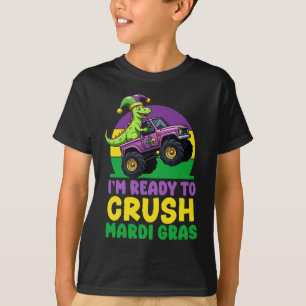 Camiseta Aplastar el Monstruo del Mardi Gras Dinosaurio par