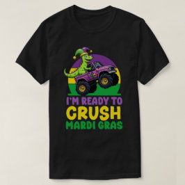 Camiseta Aplastar el Monstruo del Mardi Gras Dinosaurio par