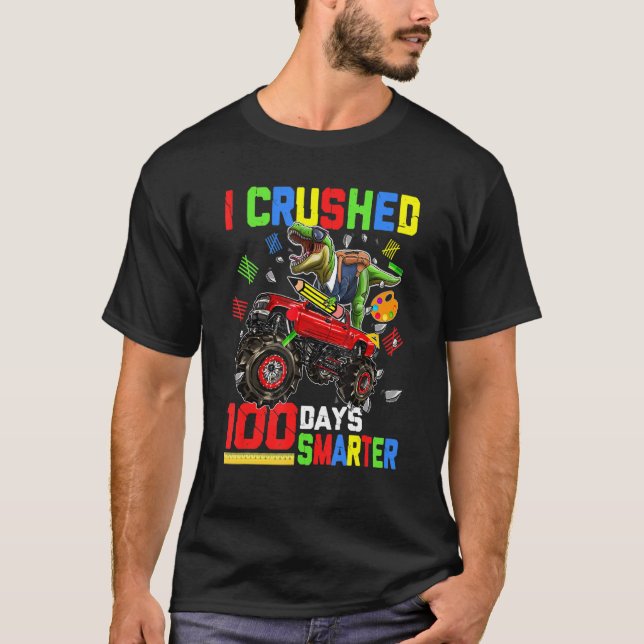 Camiseta Aplasté 100 Días Camión De Monstruo De Dinosaurios (Anverso)