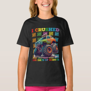 Camiseta Aplasté 100 Días De Camión Monstruo De Escuela