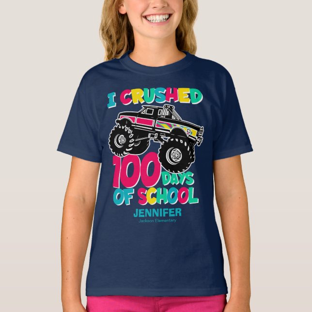 Camiseta Aplasté 100 días de camioneta escolar (Anverso)