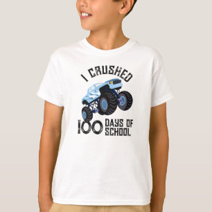 Camiseta Aplasté 100 días de escuela camión monstruo azul 