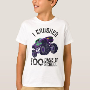 Camiseta Aplasté 100 días de escuela con un camión monstruo