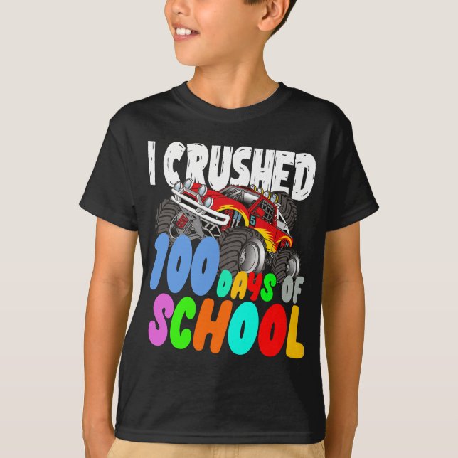Camiseta Aplasté 100 Días De Maestra De Monstruos Escolares (Anverso)