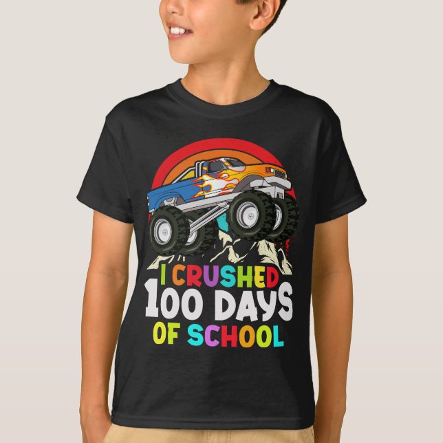 Camiseta Aplasté 100 Días De Niños Monstruos Escolares (Anverso)