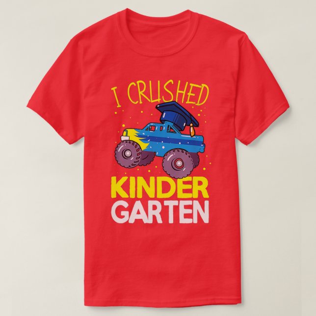 Camiseta Aplasté a un monje de jardín de infancia, graduado (Diseño del anverso)
