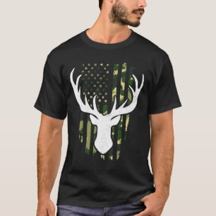Camiseta Aplicación de caza de alce blanca con la bandera e