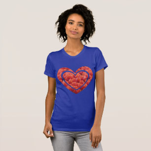 Camiseta Aplicación de Corazón de Campo de Tulipanes Rojos.