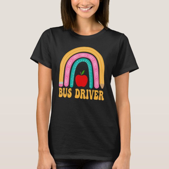 Camiseta Aplicación de lápiz arcoíris de conductor de autob (Anverso)
