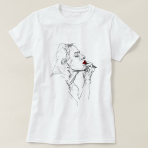 Camiseta Aplicación de lápiz labial rojo