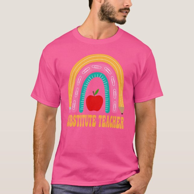 Camiseta Aplicación de profesor sustituto arcoíris lindo re (Anverso)