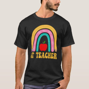 Camiseta Aplicación de profesora arcoiris lápiz mujeres de
