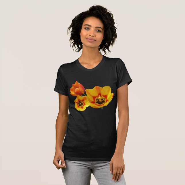 Camiseta Aplicación para mujeres tulipanas amarillas y Nara (Anverso completo)
