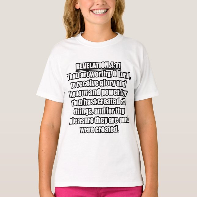 Camiseta Apocalipsis 4:11 Versículo de la Biblia KJV (Anverso)