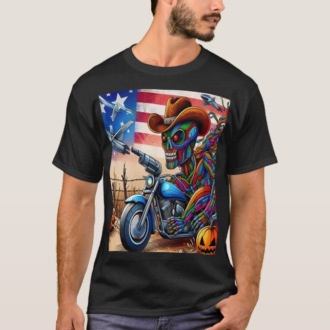 Camiseta Apocalyptic Rider on a Harley in the American Dese (Anverso)